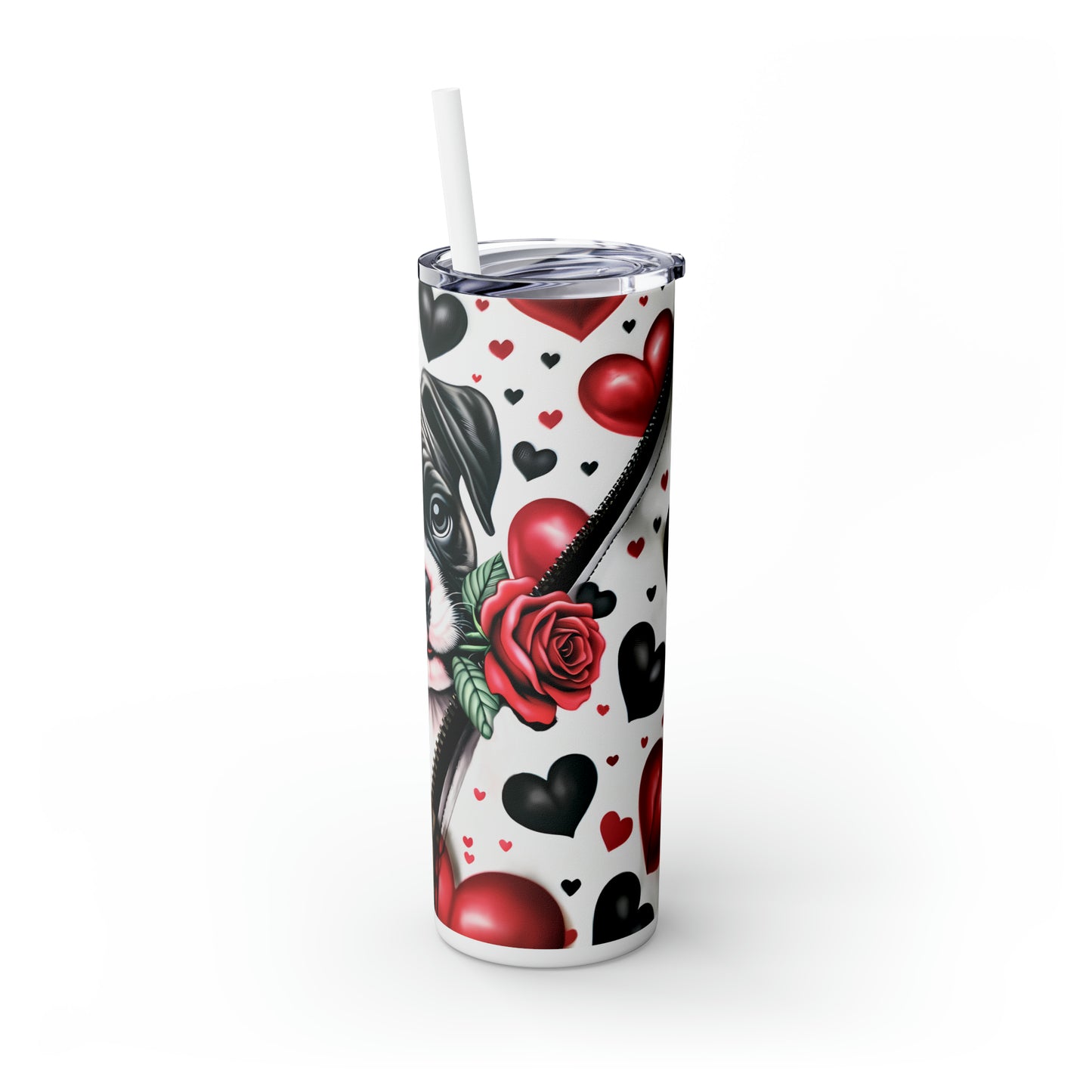 Skinny Tumbler with Straw, 20oz, Dog, Valentines Day, awd-914