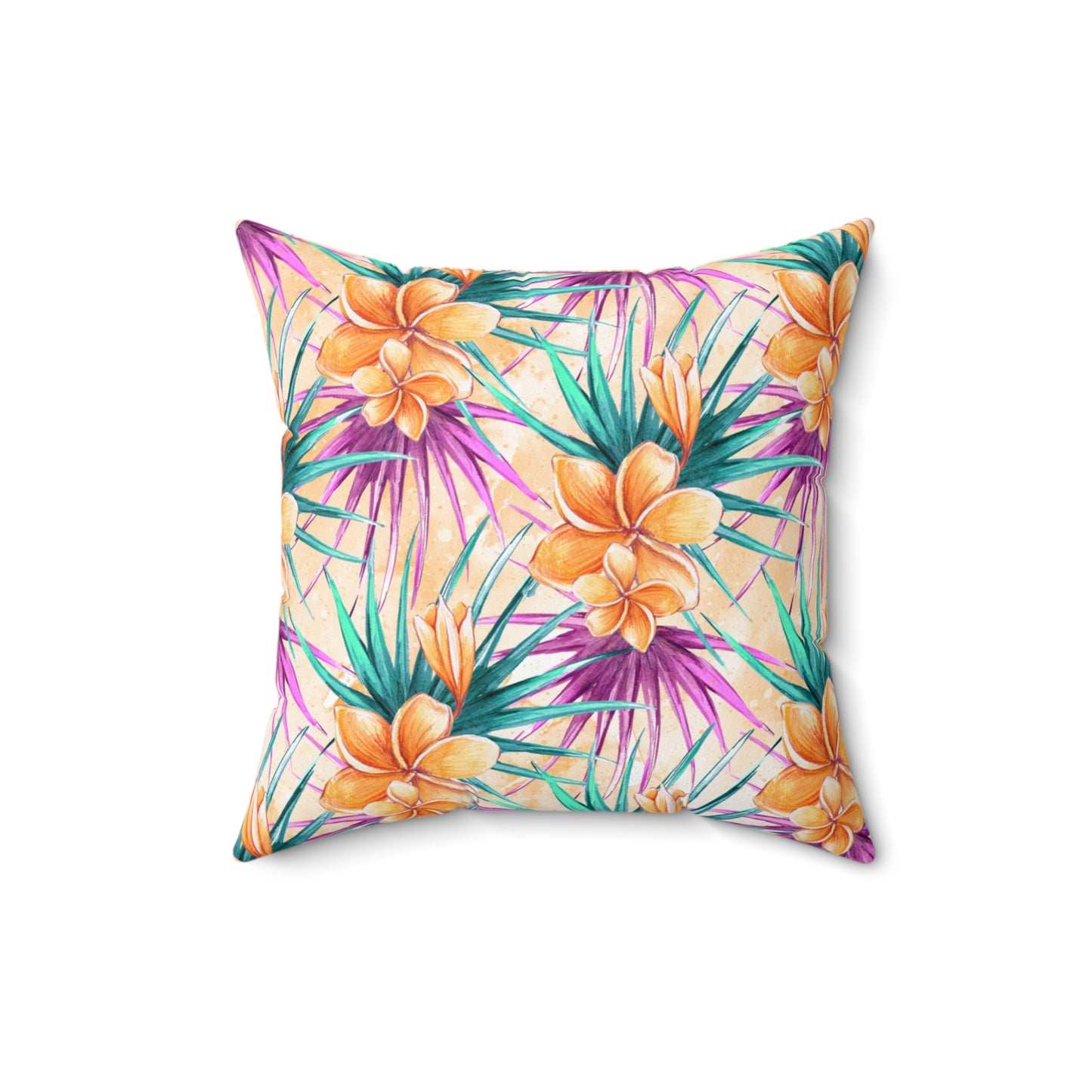 Spun Polyester Square Pillow, Hibiscus Cushion