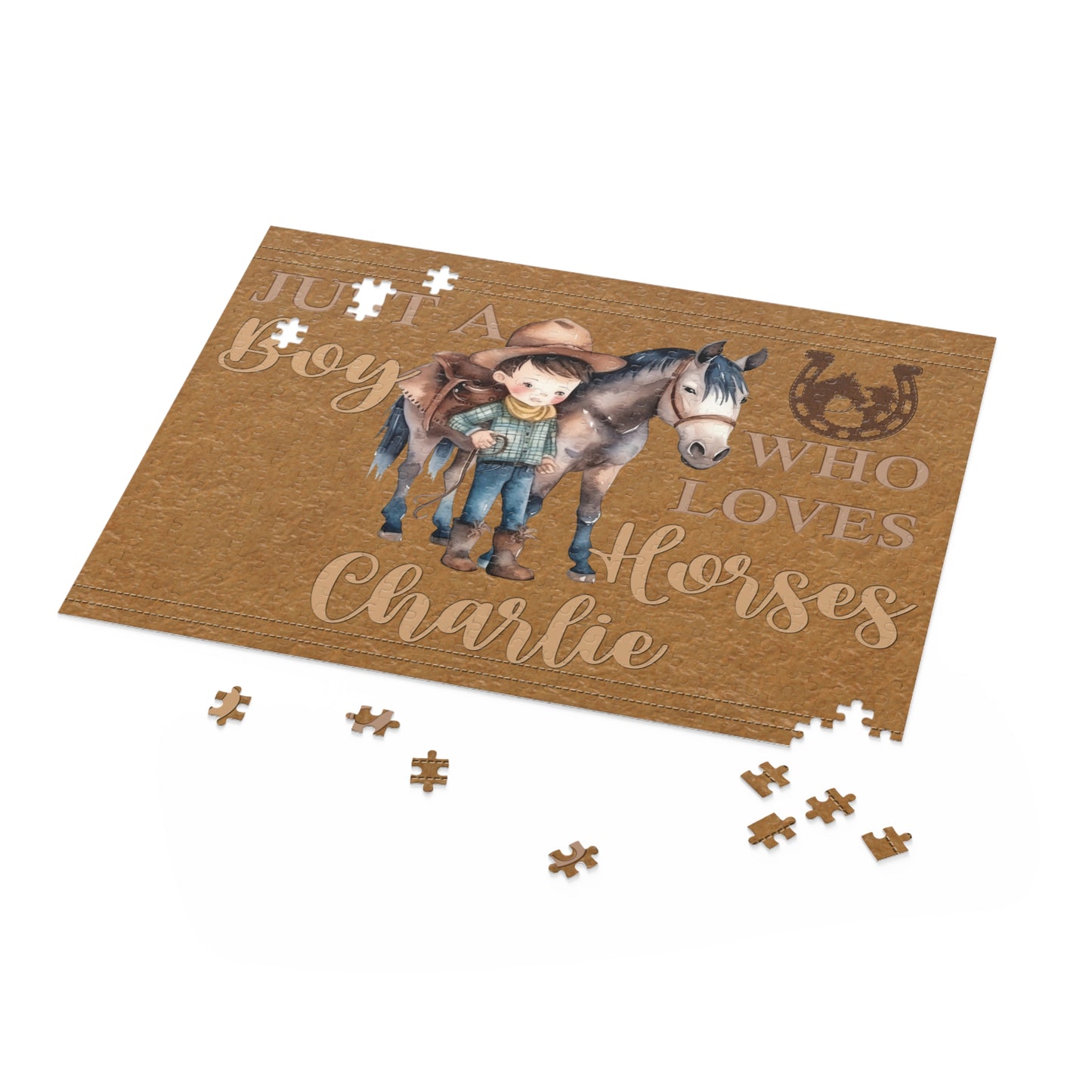 Personalised/Non-Personalised Puzzle, Just a Boy Who Loves Horses (120, 252, 500-Piece)