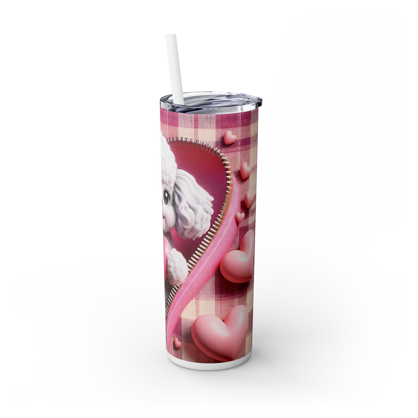 Skinny Tumbler with Straw, 20oz, Dog, Valentines Day, awd-1145