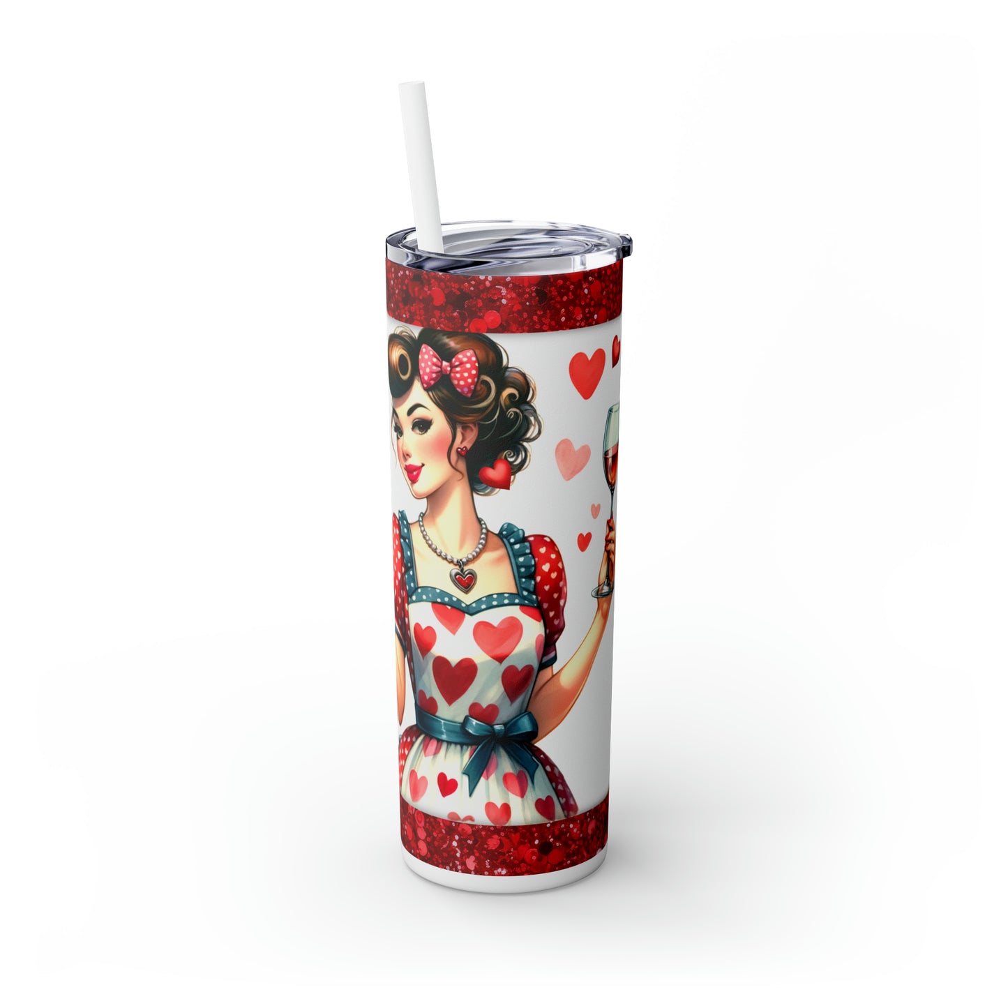 Skinny Tumbler with Straw, 20oz, Retro, Life is Short Lick the Spoon