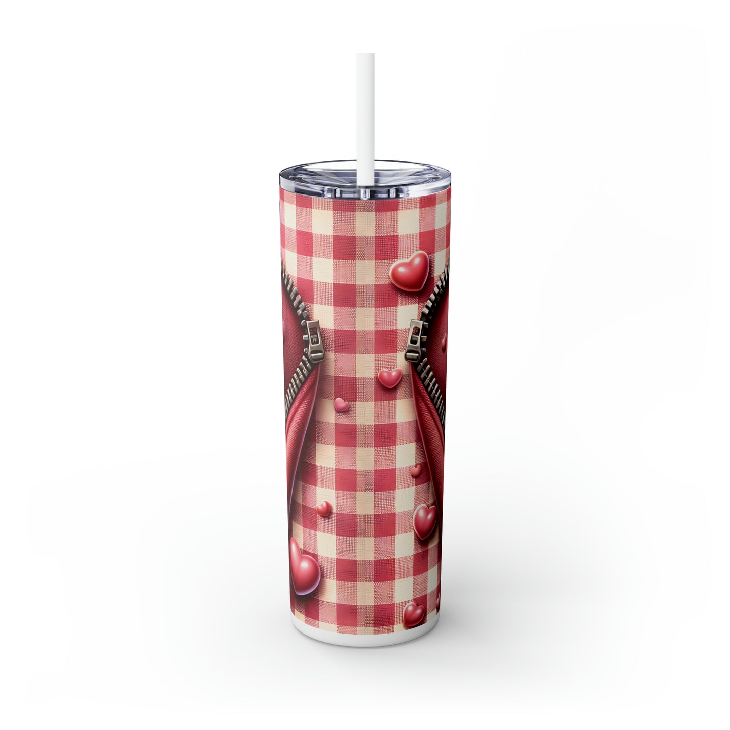 Skinny Tumbler with Straw, 20oz, Rabbit, Valentines Day