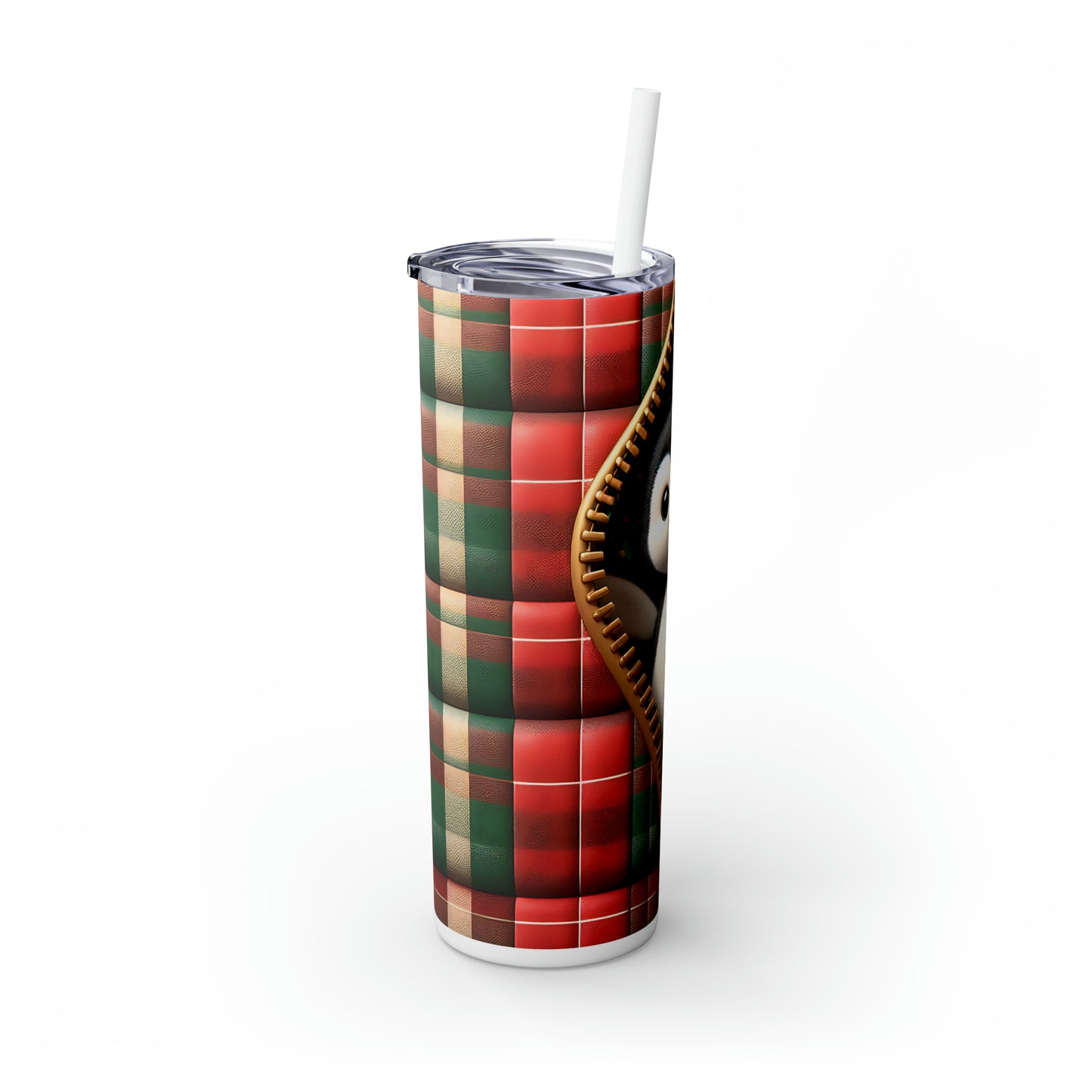 Skinny Tumbler with Straw, 20oz, Penguin