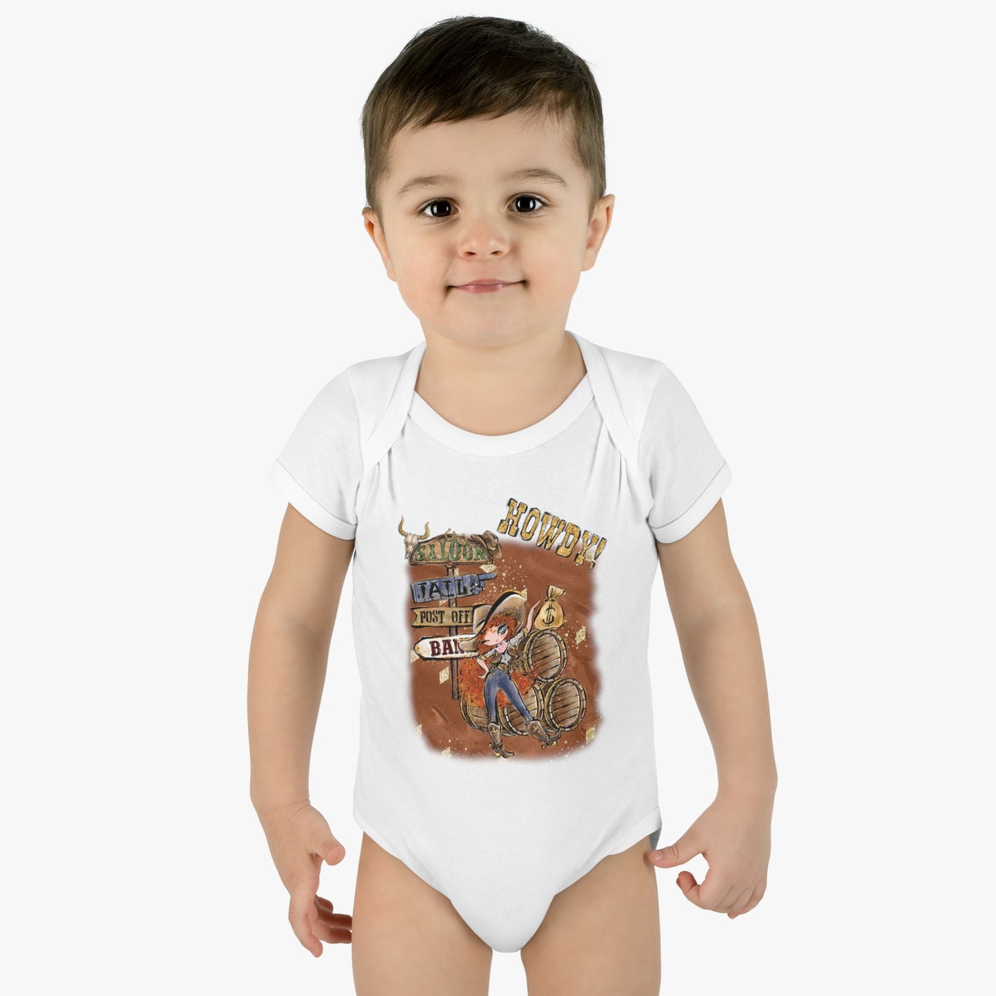 Infant Baby Rib Bodysuit, Howdy Cowgirl baby Bodysuit