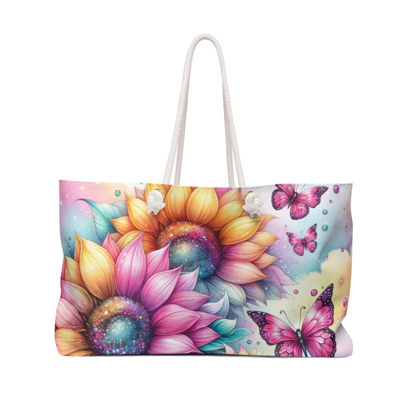 Personalised/Non-Personalised Weekender Bag, Floral, Large Weekender Bag, Beach Bag, Book Bag