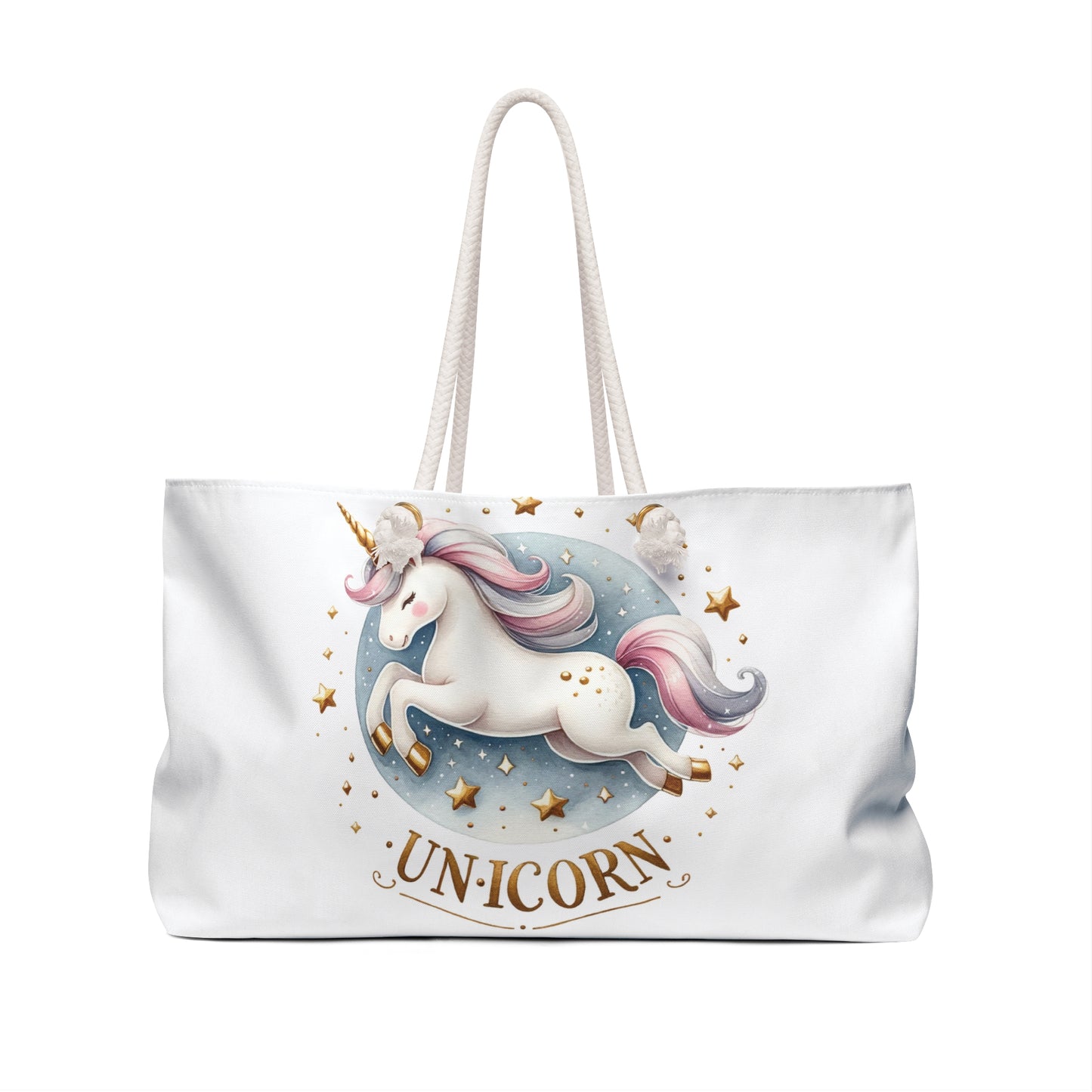 Personalised/Non-Personalised Weekender Bag, Unicorn, Large Weekender Bag, Beach Bag, Book Bag