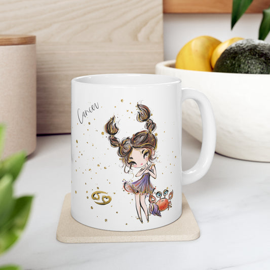 Personalised/Non Personalised Zodiac Sign, Cancer, Ceramic Mug 11oz