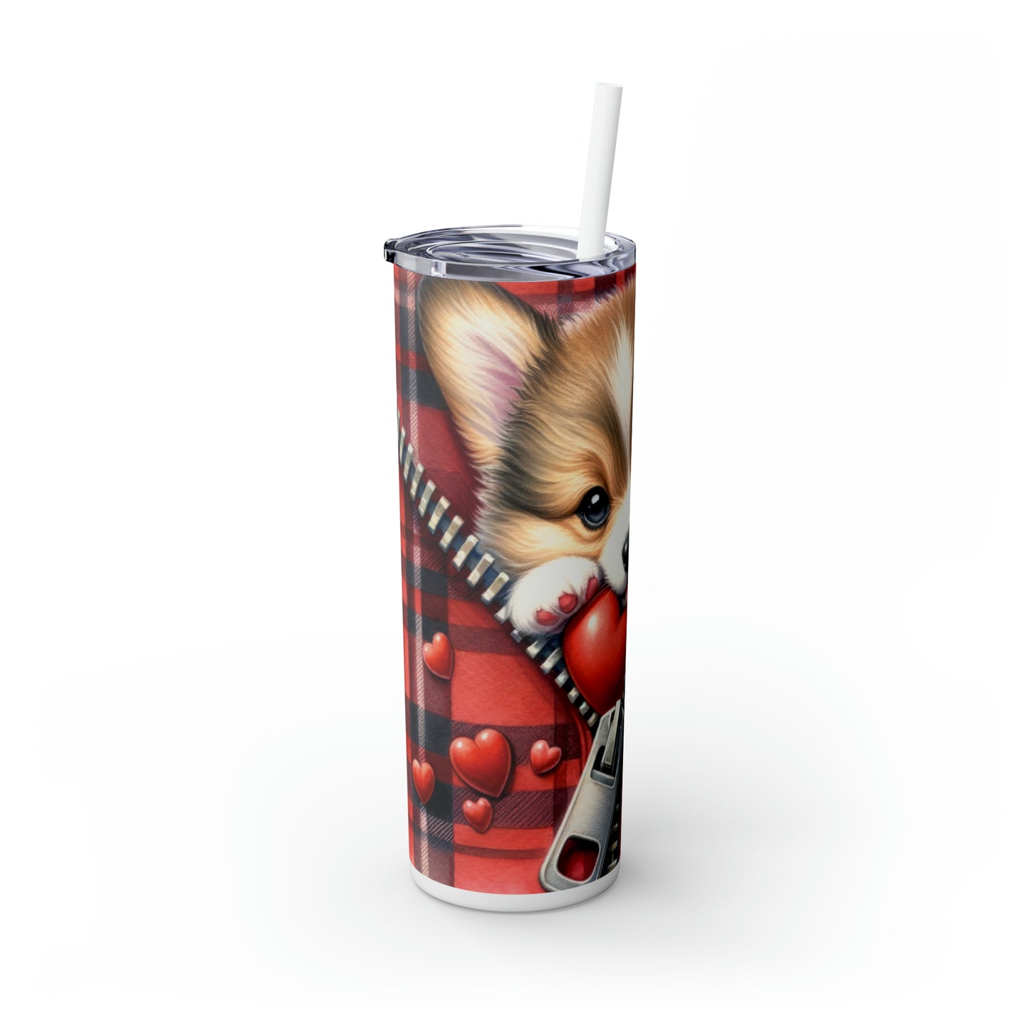 Skinny Tumbler with Straw, 20oz, Dog, Valentines Day, awd-834