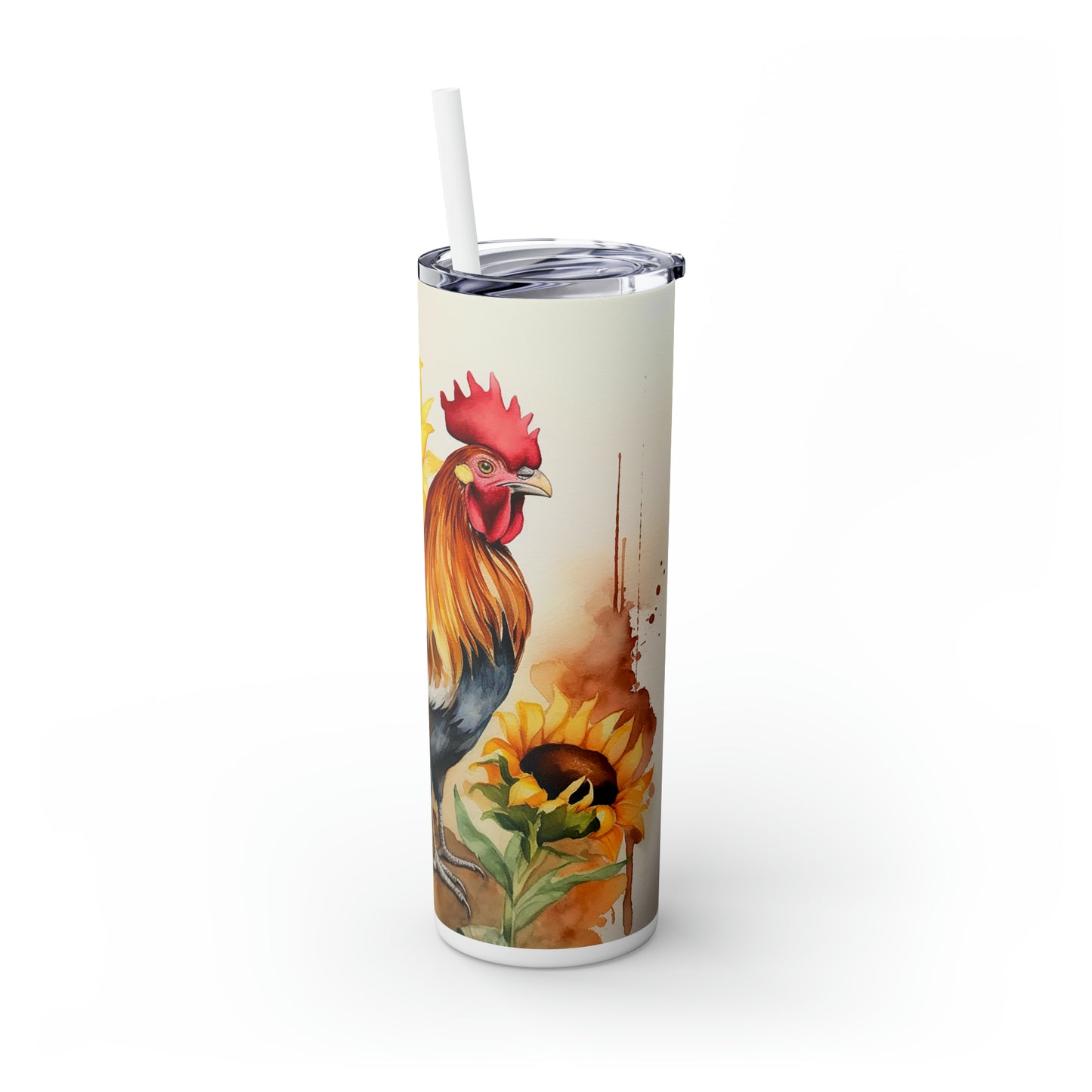 Skinny Tumbler with Straw, 20oz, Rooster