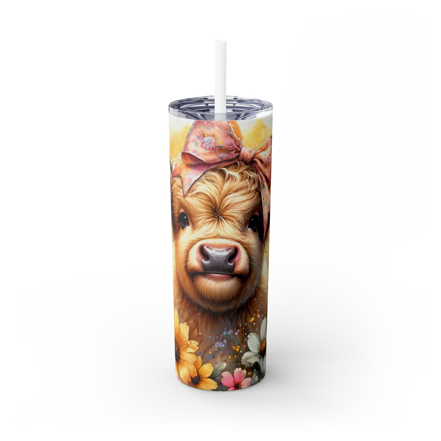 Skinny Tumbler with Straw, 20oz, Baby Highland Cow