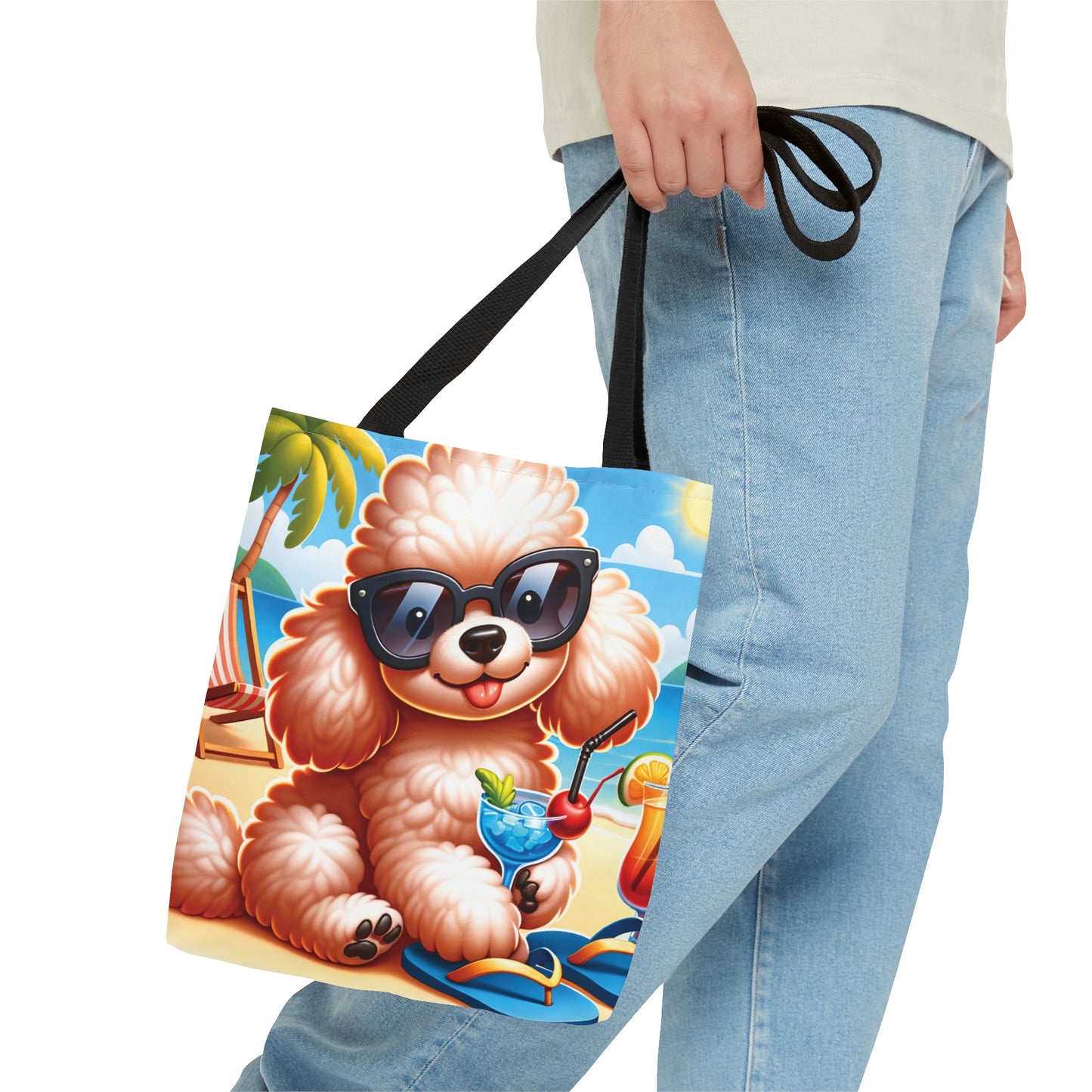 Tote Bag, Dog on Beach,Poodle, Tote bag, awd-1234