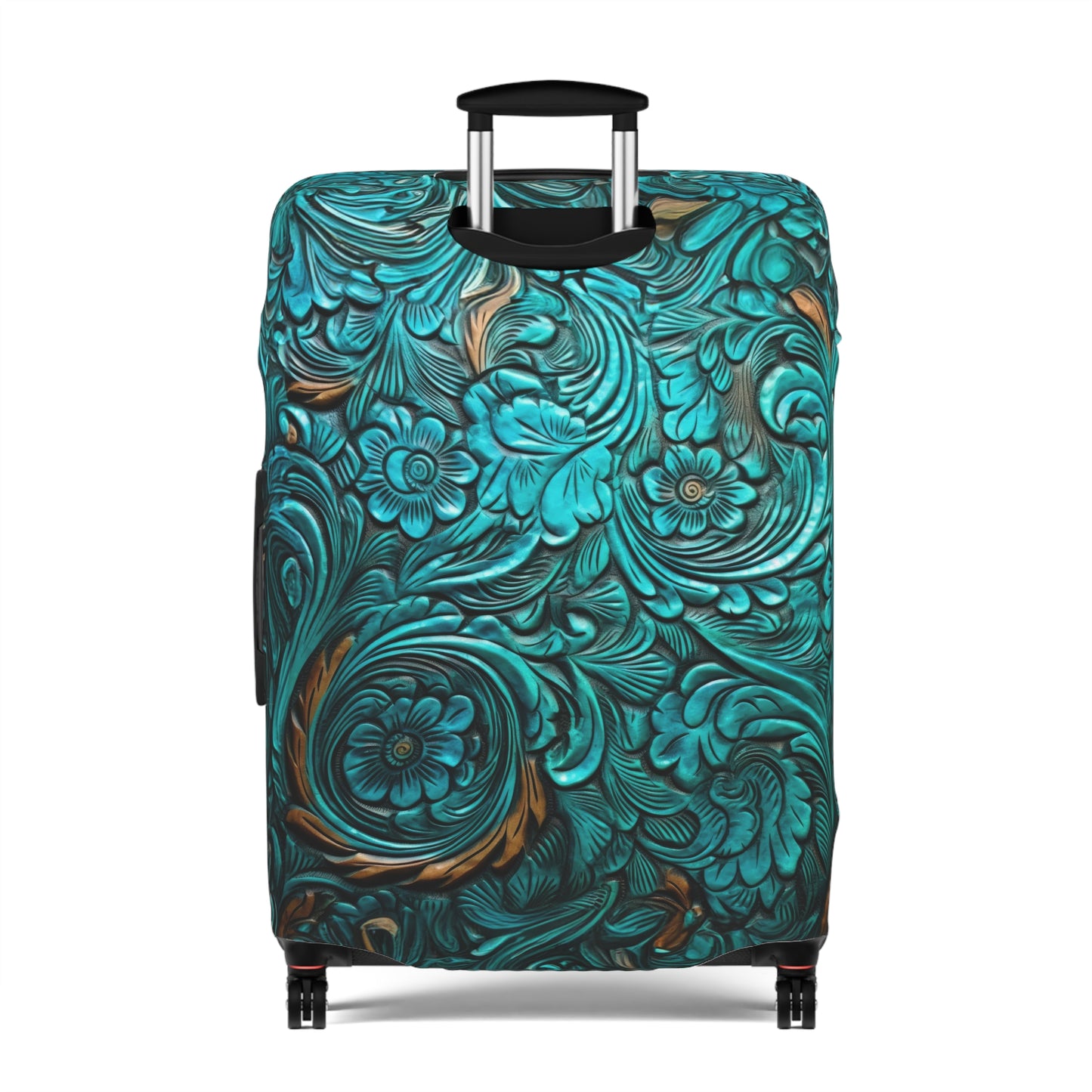 Luggage Cover, Green Tooled Leather Look