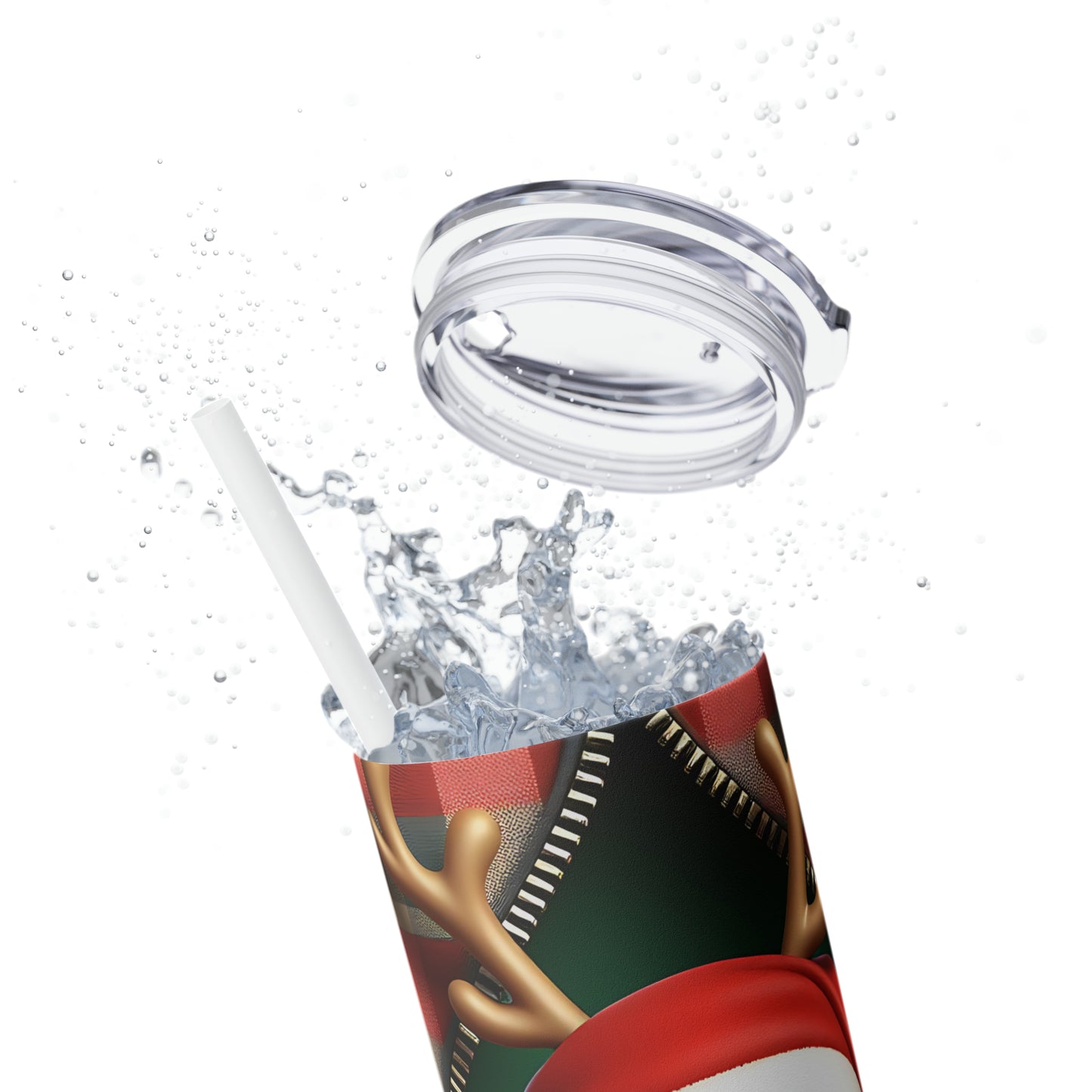 Skinny Tumbler with Straw, 20oz, Reindeer