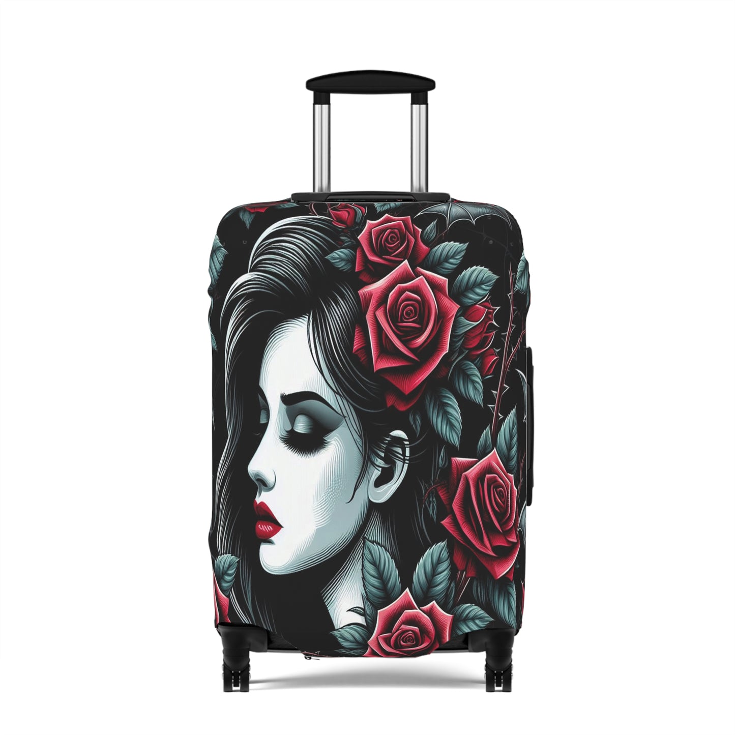 Luggage Cover, Black and Red Roses, awd-1686