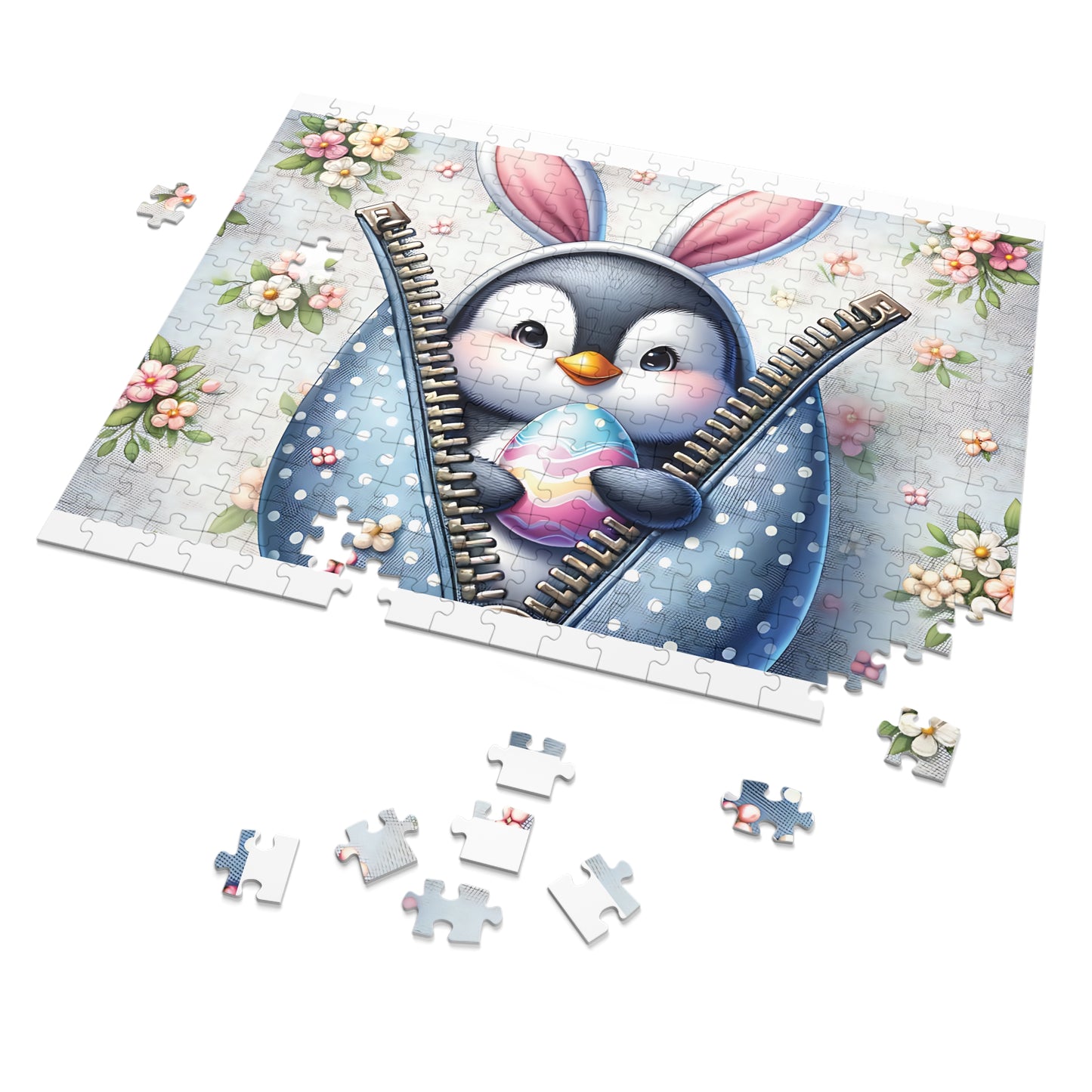 Jigsaw Puzzle, Easter, Penguin with Bunny Ears, Personalised/Non-Personalised (30, 110, 252, 500,1000-Piece)