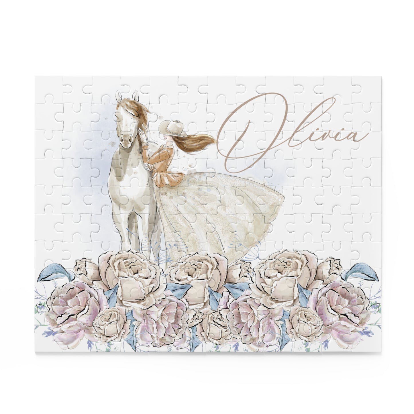 Personalised/Non-Personalised Puzzle, Romance Floral, Horse (120, 252, 500-Piece)