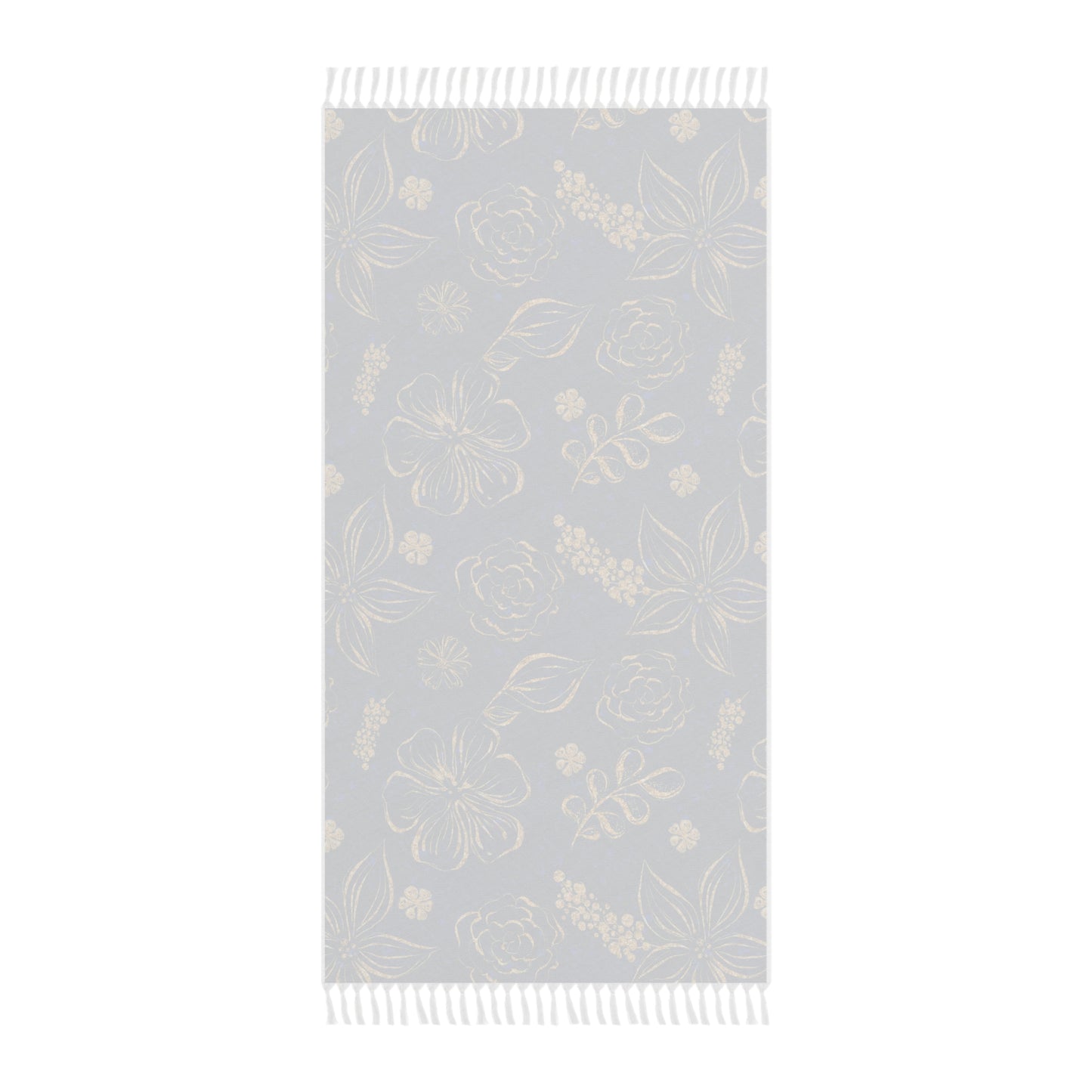 Boho Beach Towel, Blue and Gold Flowers