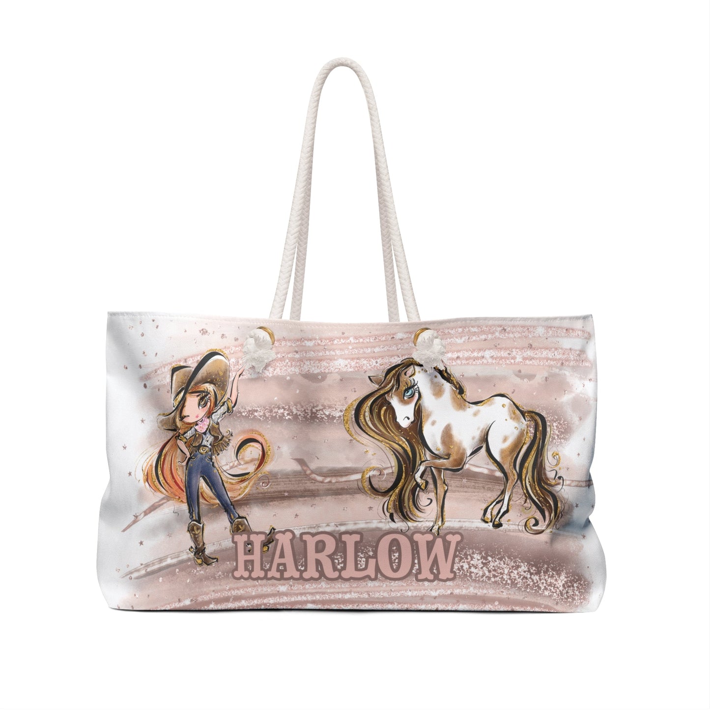 Personalised Weekender Bag, Cowgirl and Horse, Large Weekender Bag, Beach Bag, Book Bag