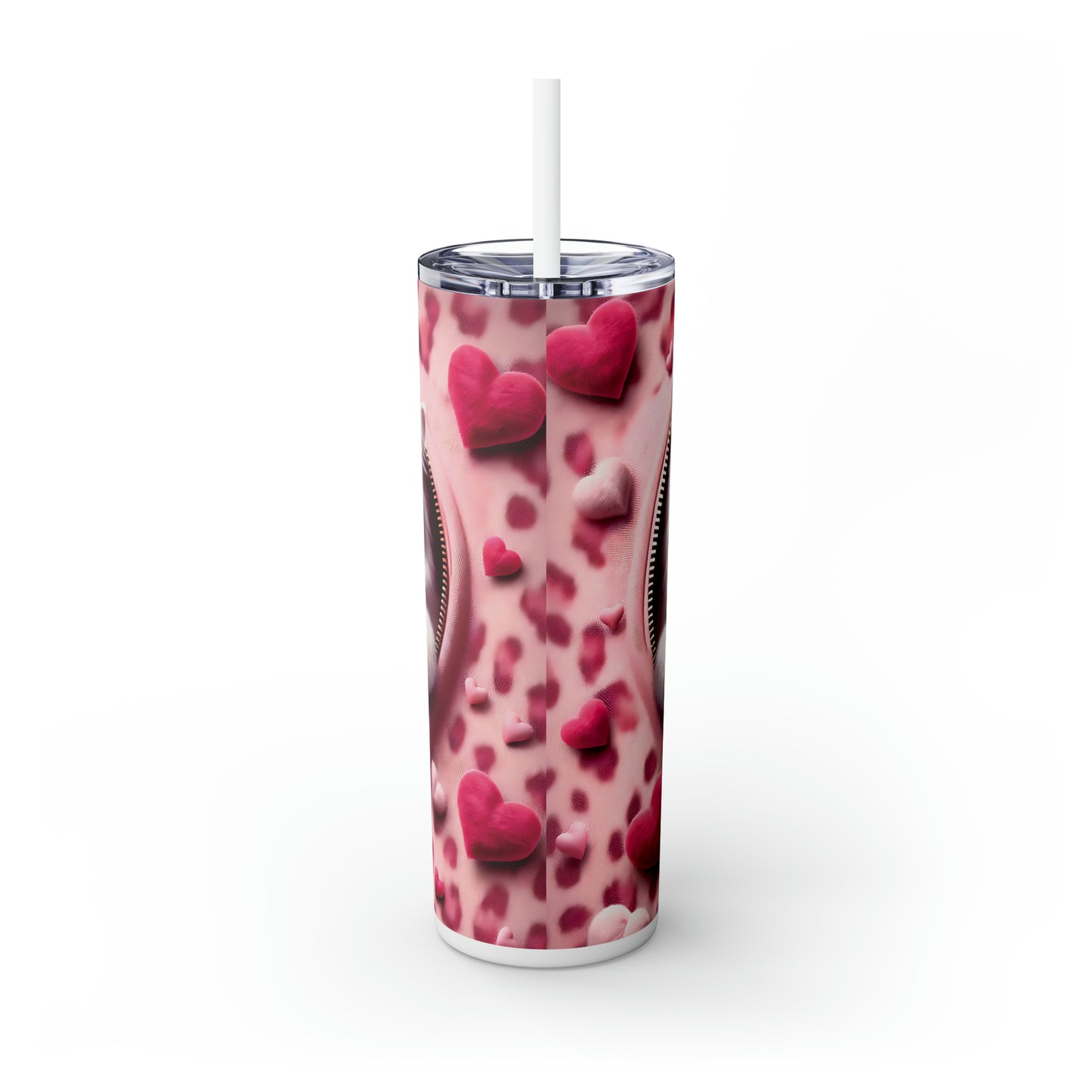 Skinny Tumbler with Straw, 20oz, Cat, Valentines Day, awd-754