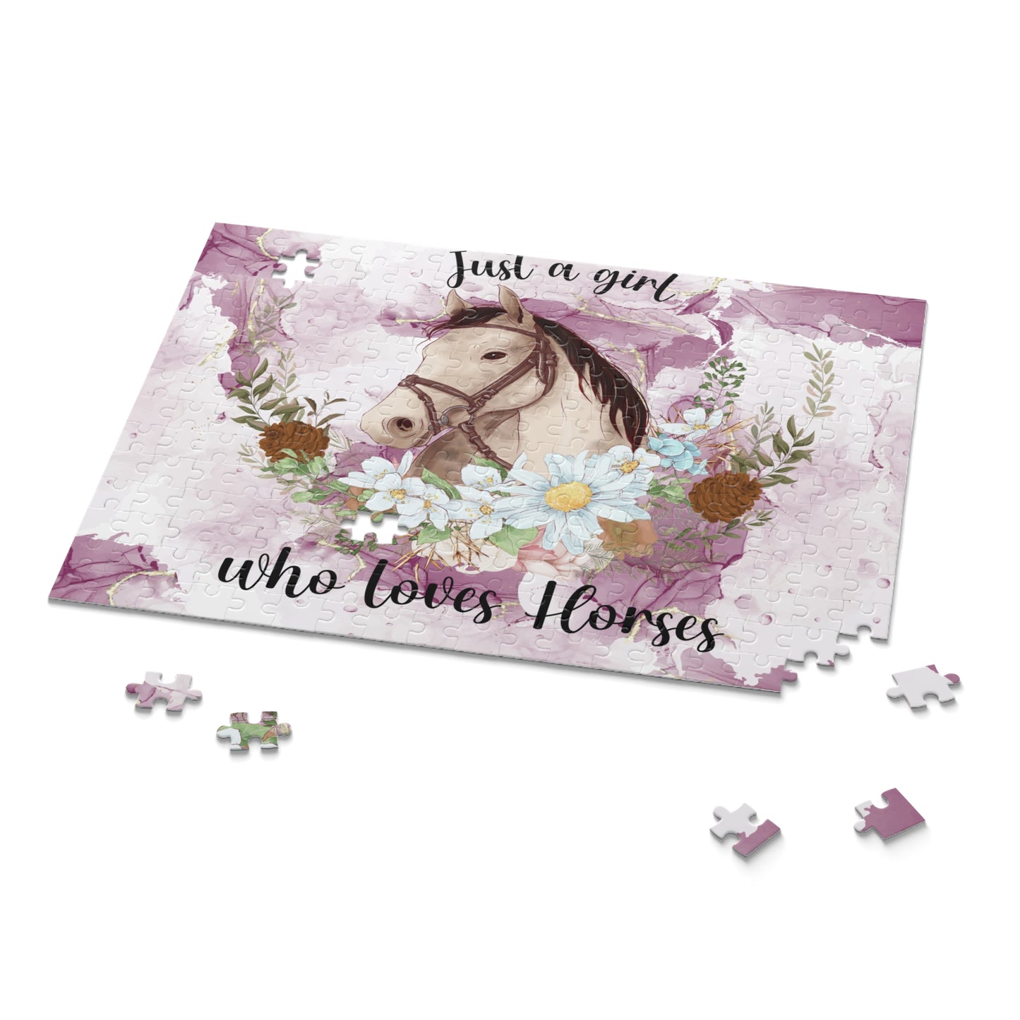 Personalised/Non-Personalised Puzzle, Just a Girl Who Loves Horses (120, 252, 500-Piece)