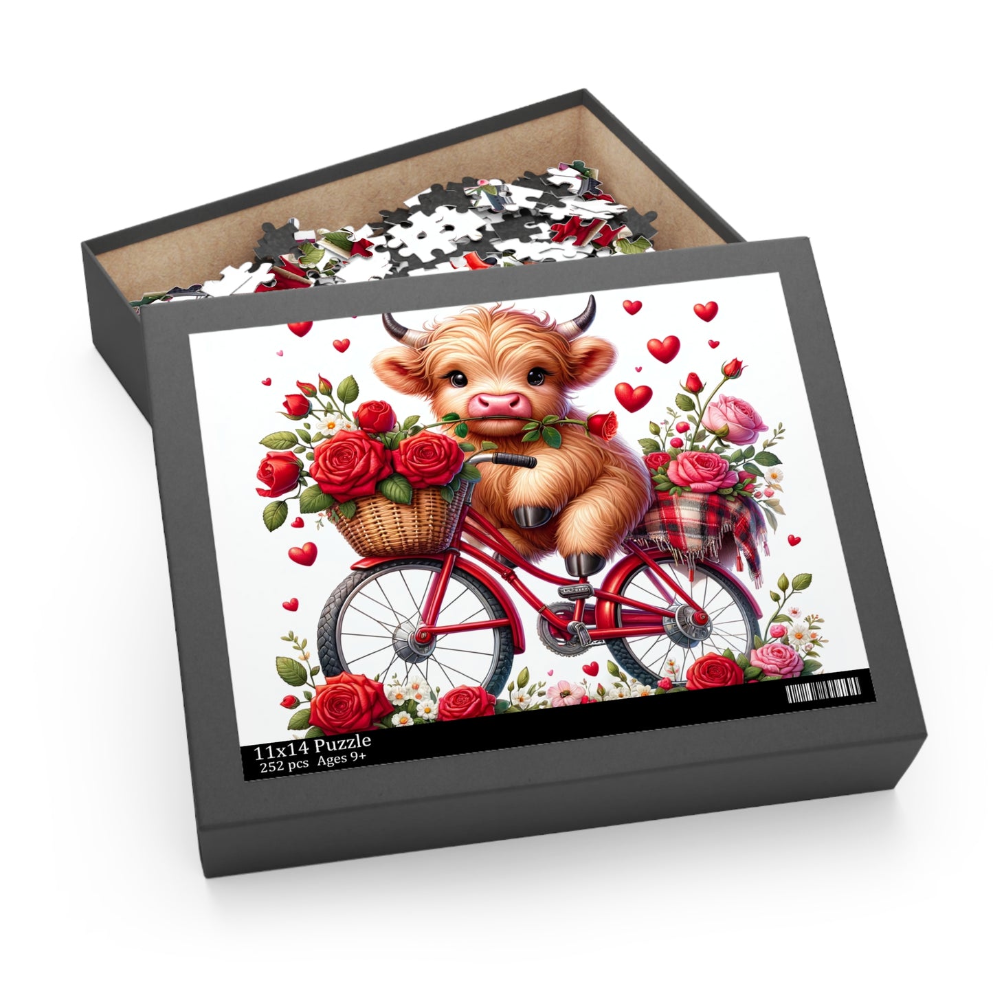 Puzzle, Highland Cow on Bike  (120, 252, 500-Piece) awd-611