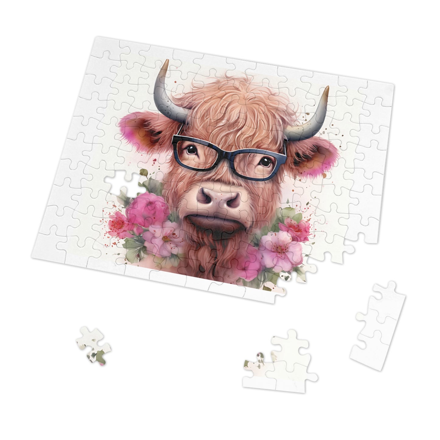 Jigsaw Puzzle, Highland Cow, Personalised/Non-Personalised (30, 110, 252, 500,1000-Piece)