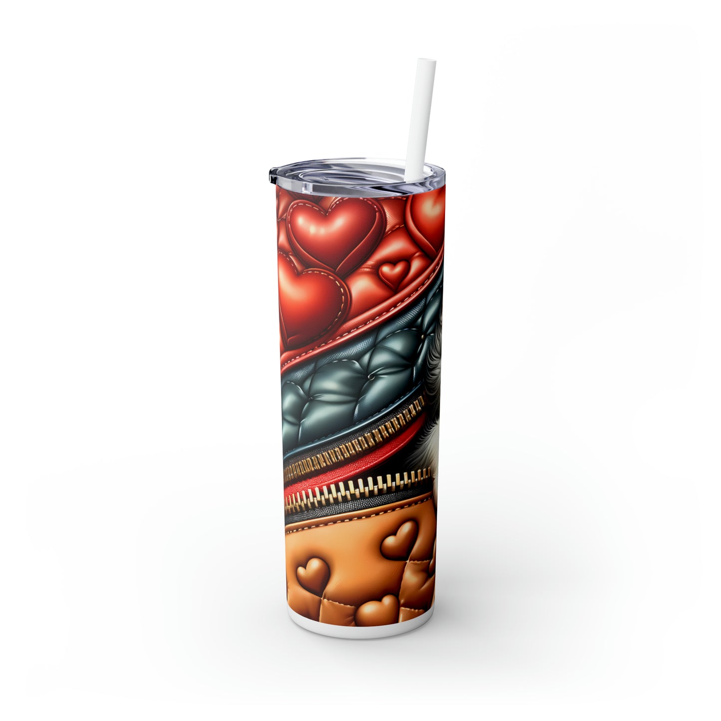 Skinny Tumbler with Straw, 20oz, Cat, Valentines Day, awd-909