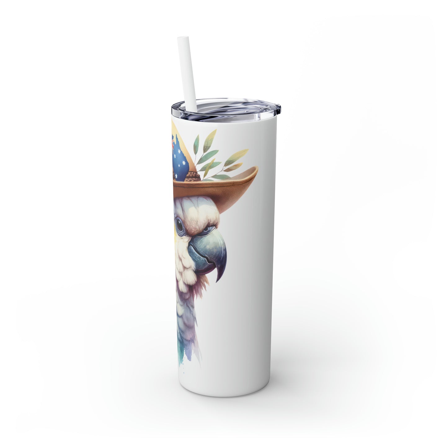 Skinny Tumbler with Straw, 20oz, Australian, Cockatoo, awd-1333