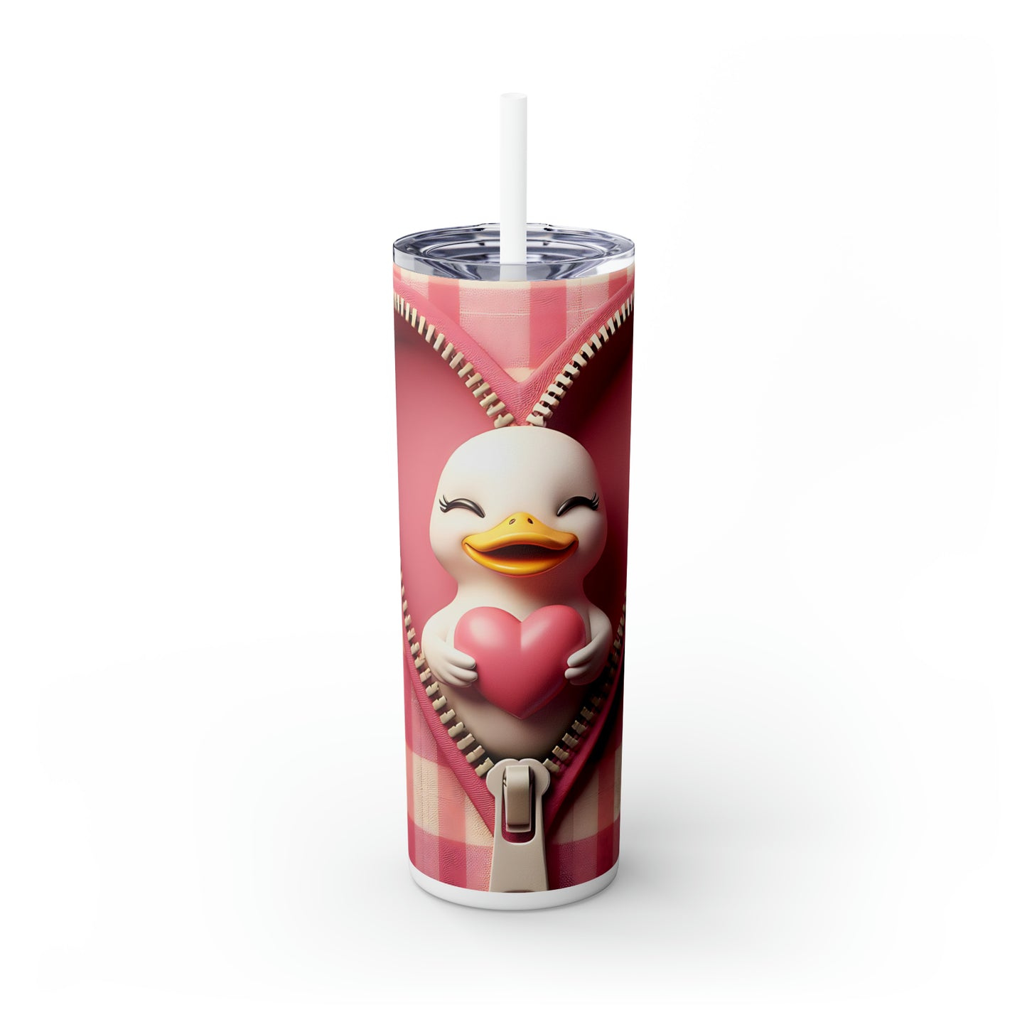 Skinny Tumbler with Straw, 20oz, Duck, Valentines Day, awd-946