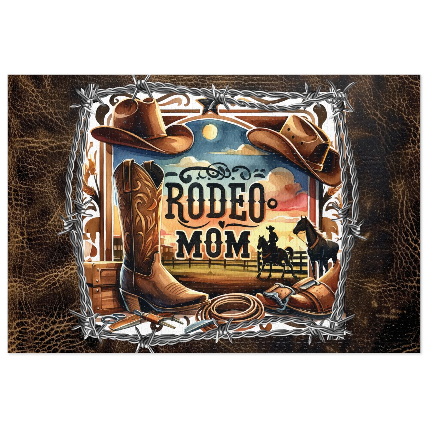 Puzzle, Western, Rodeo Mom, Personalised/Non-Personalised (30, 110, 252, 500,1000-Piece) awd-611