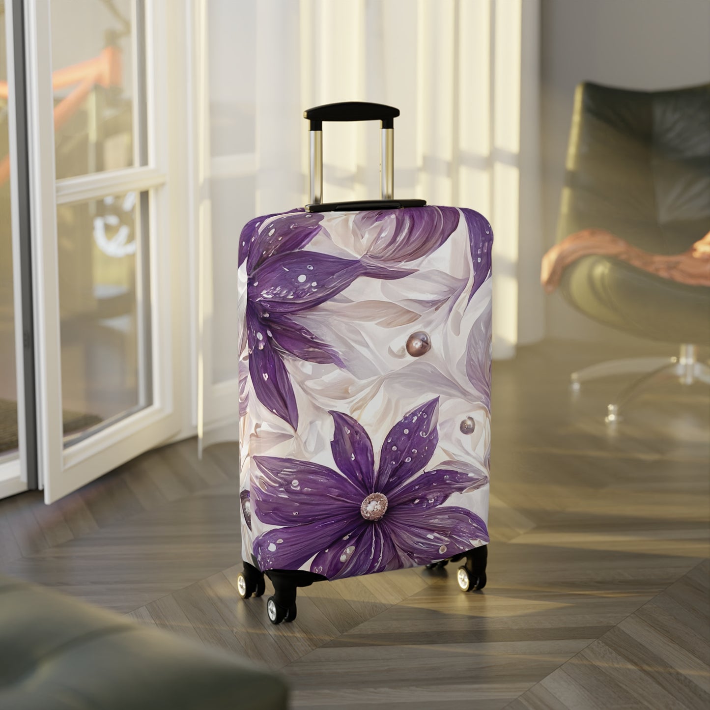 Luggage Cover, Purple Floral