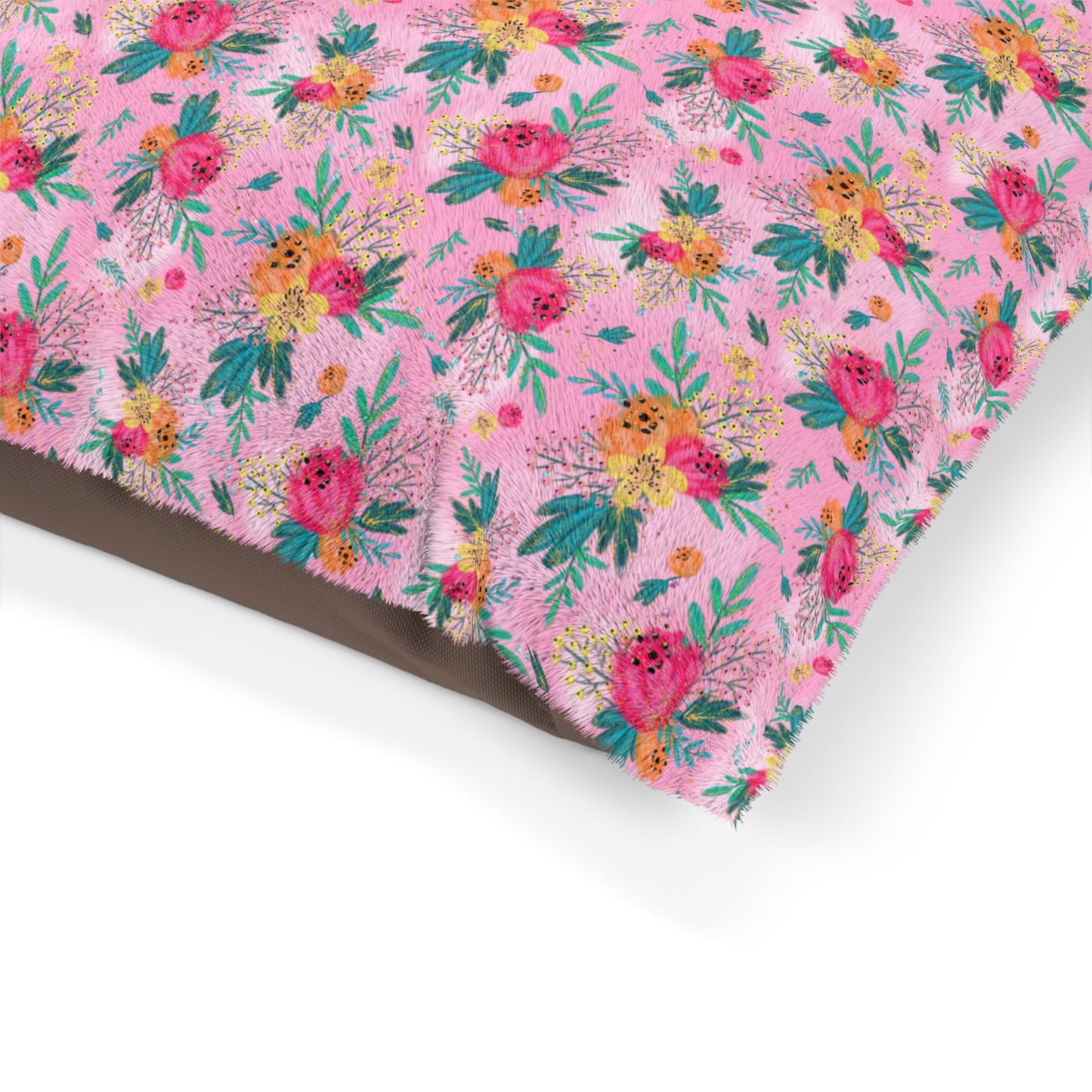 Luxury Pet Bed, feather soft fleece, Australian Floral Pink