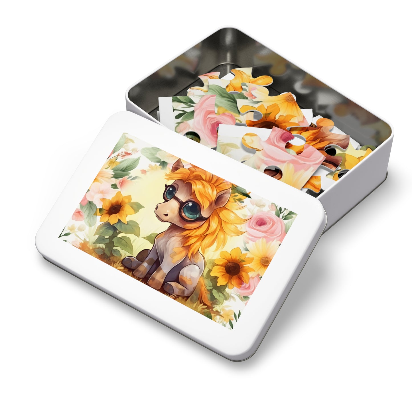 Puzzle, Donkey, Sunflowers, Personalised/Non-Personalised (30, 110, 252, 500,1000-Piece) awd-656