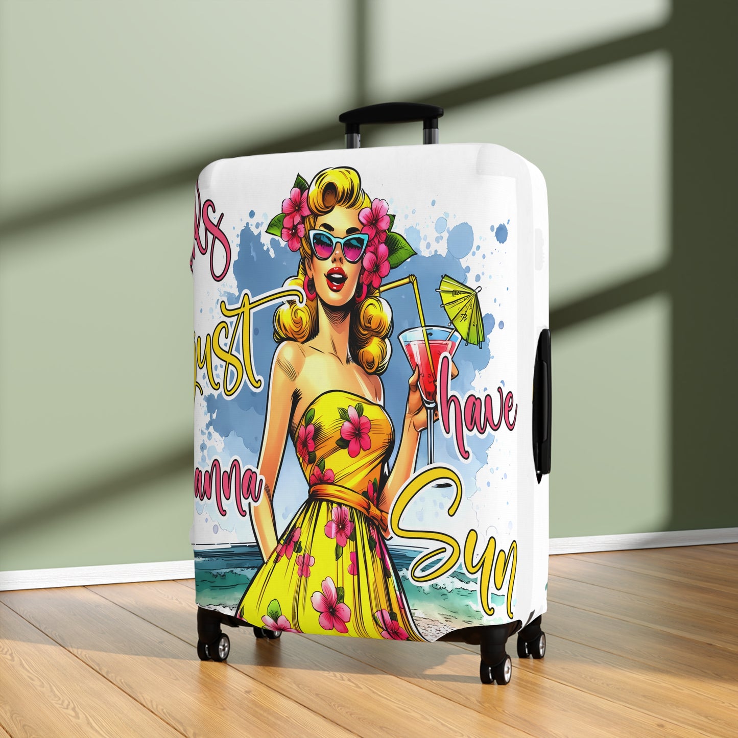 Luggage Cover, Retro Girl, Girls just wanna have sun, awd-3008