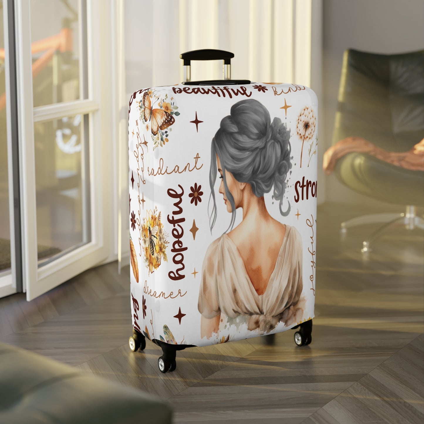 Luggage Cover, Affirmations, Grey Hair, awd-505