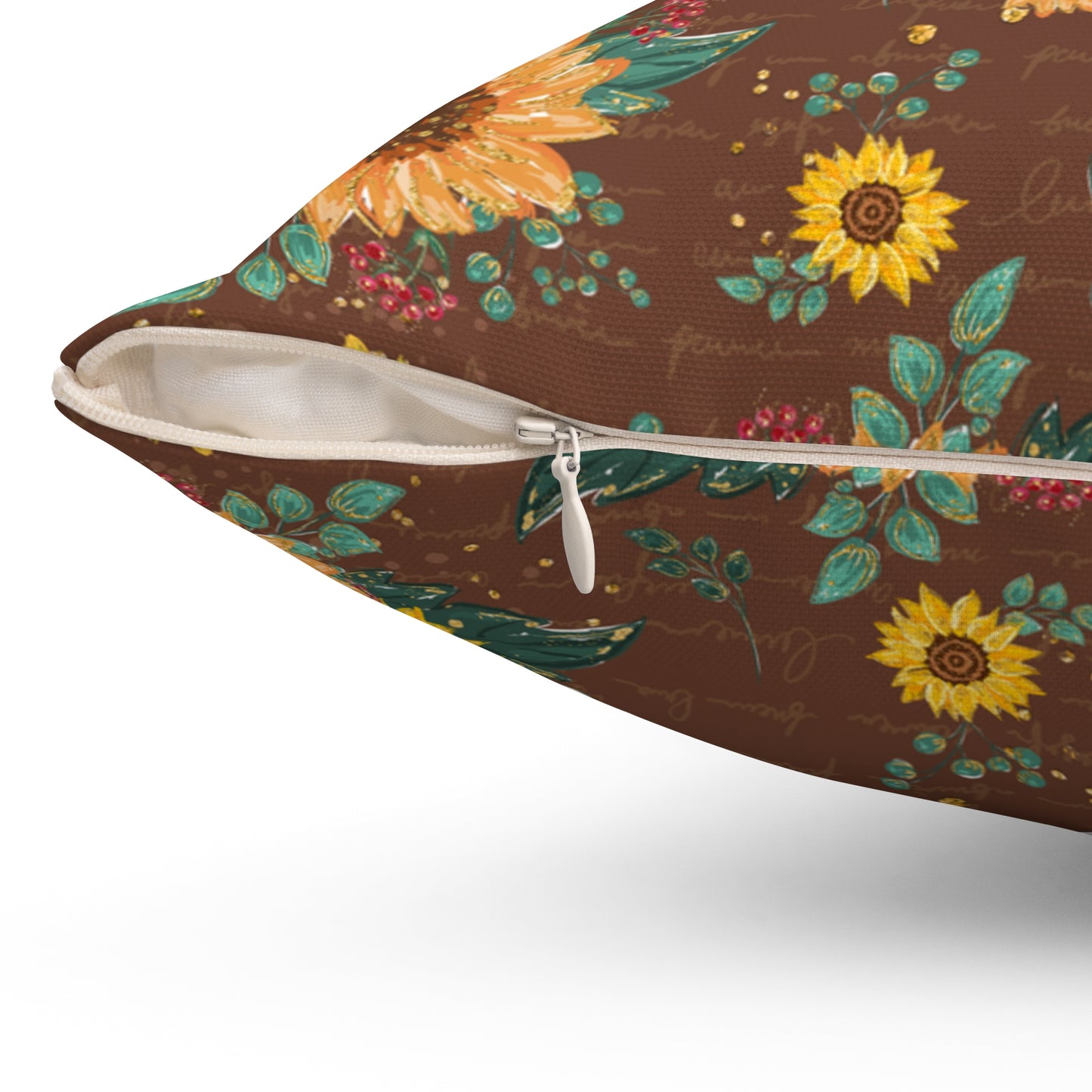 Spun Polyester Square Pillow, Sunflower Cushion, Floral Cushion