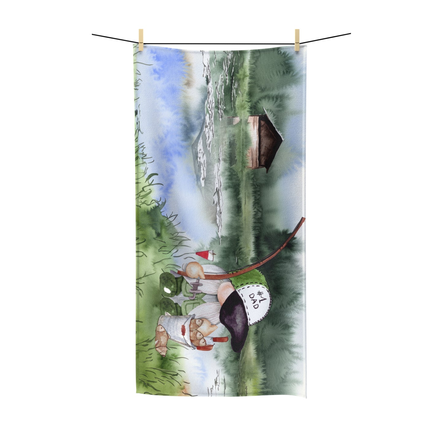 Beach Towel, Gnome fishing, Polycotton Towel