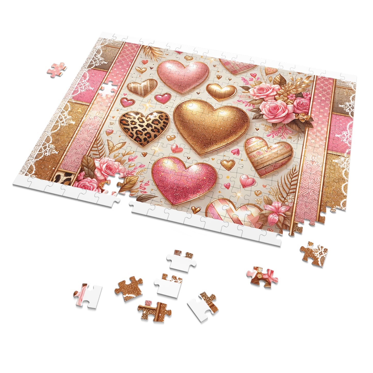 Jigsaw Puzzle, Hearts, Personalised/Non-Personalised (30, 110, 252, 500,1000-Piece)