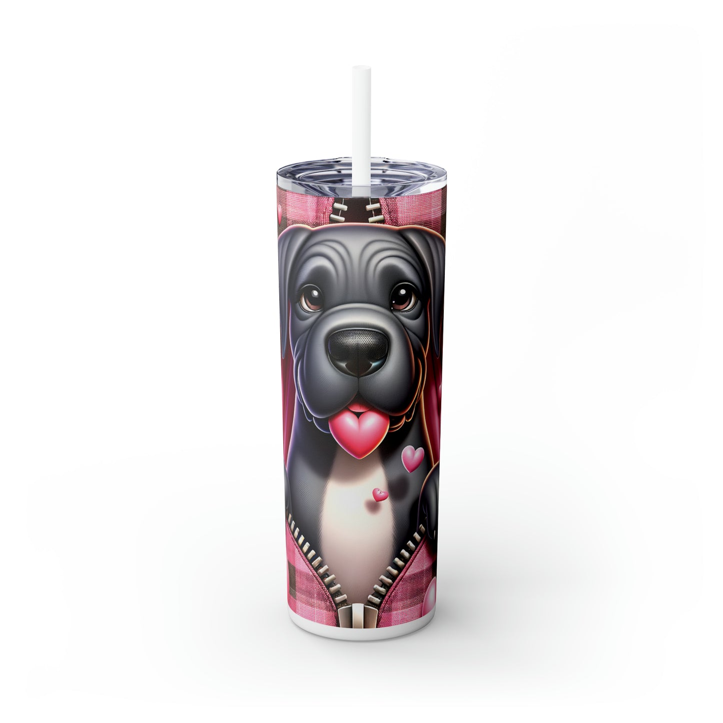 Skinny Tumbler with Straw, 20oz, Dog, Valentines Day, awd-1153