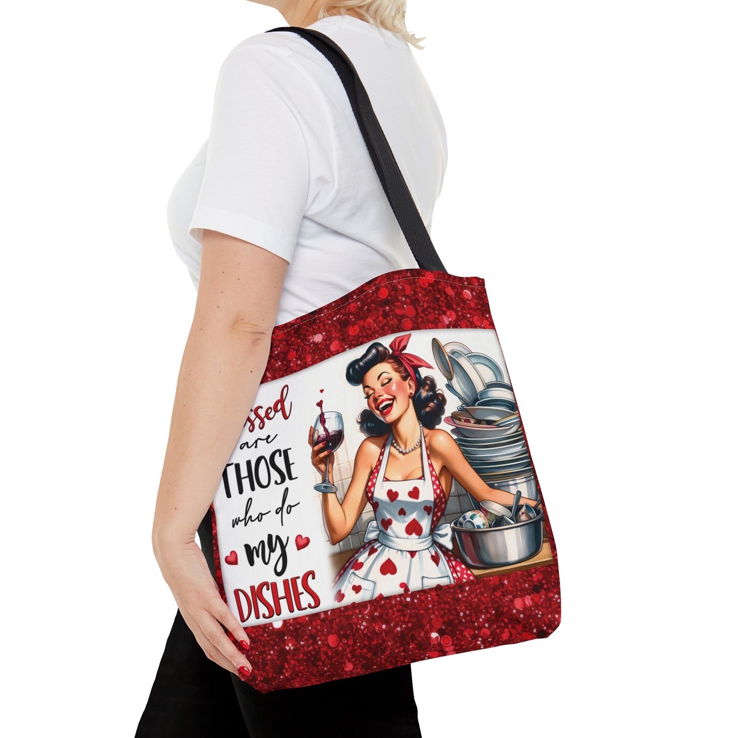 Tote Bag, Retro, Blessed are those who do the Dishes