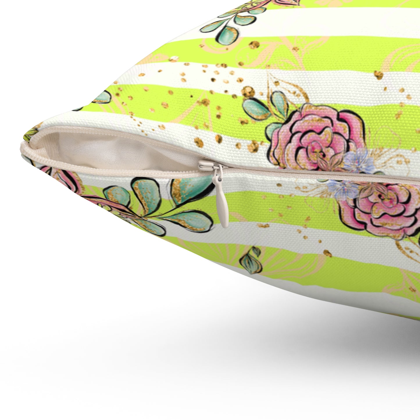 Spun Polyester Square Pillow, Floral Cushion