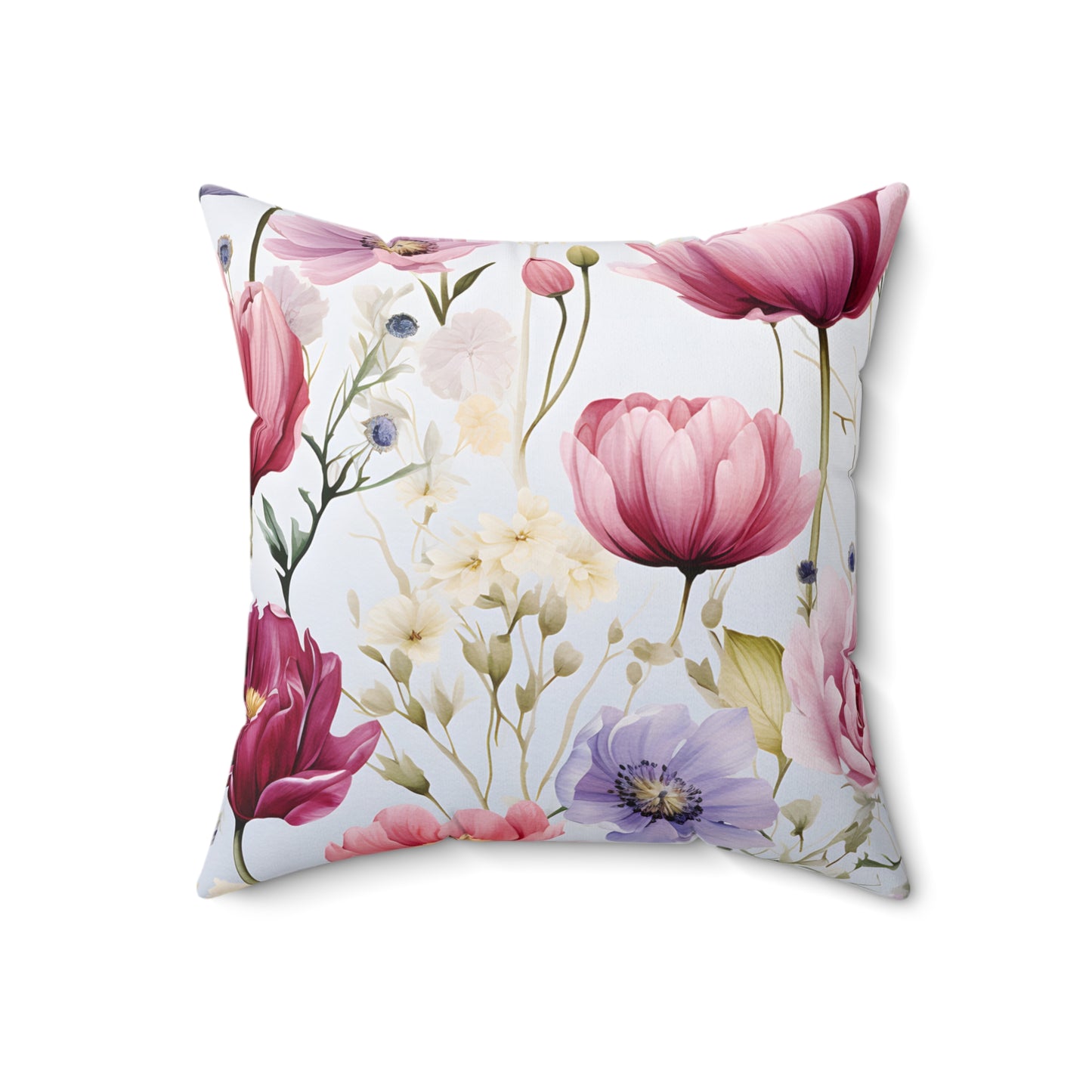 Polyester Square Pillow, Floral Cushion