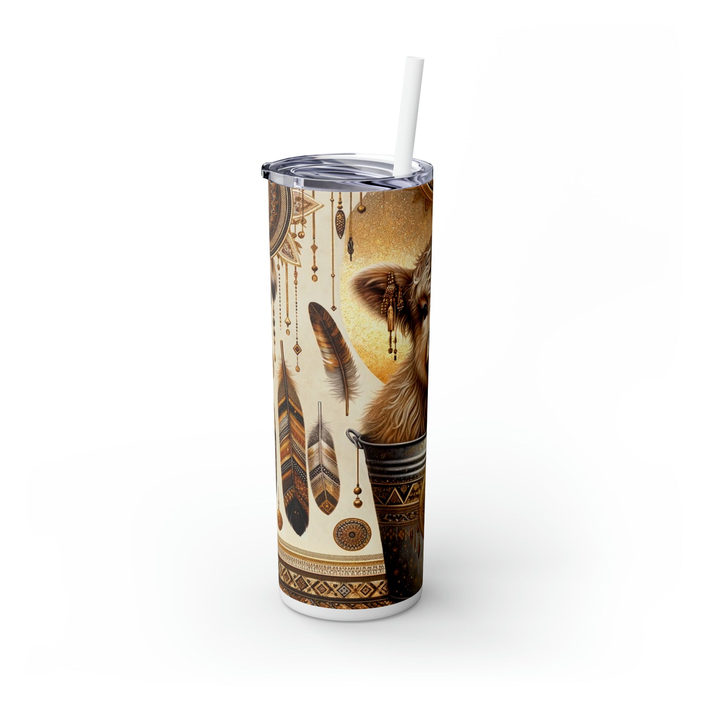 Skinny Tumbler with Straw, 20oz, Highland Cow, awd-705