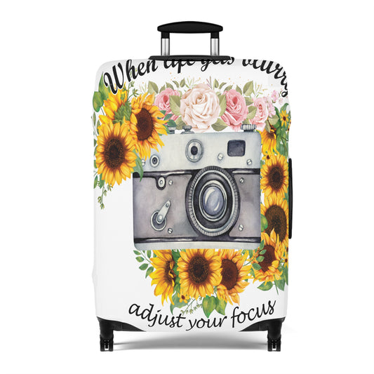 Luggage Cover, Camera, Sunflowers, When life gets Blurry adjust your Focus, awd-1372