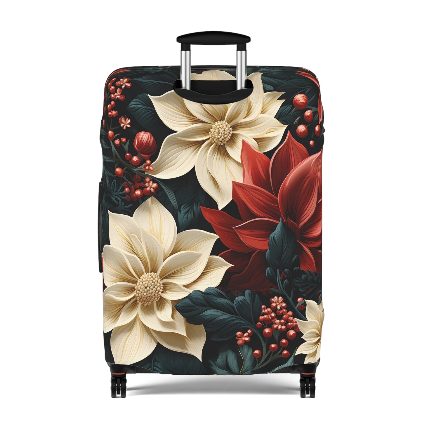 Luggage Cover, Red and Cream Poinsettia