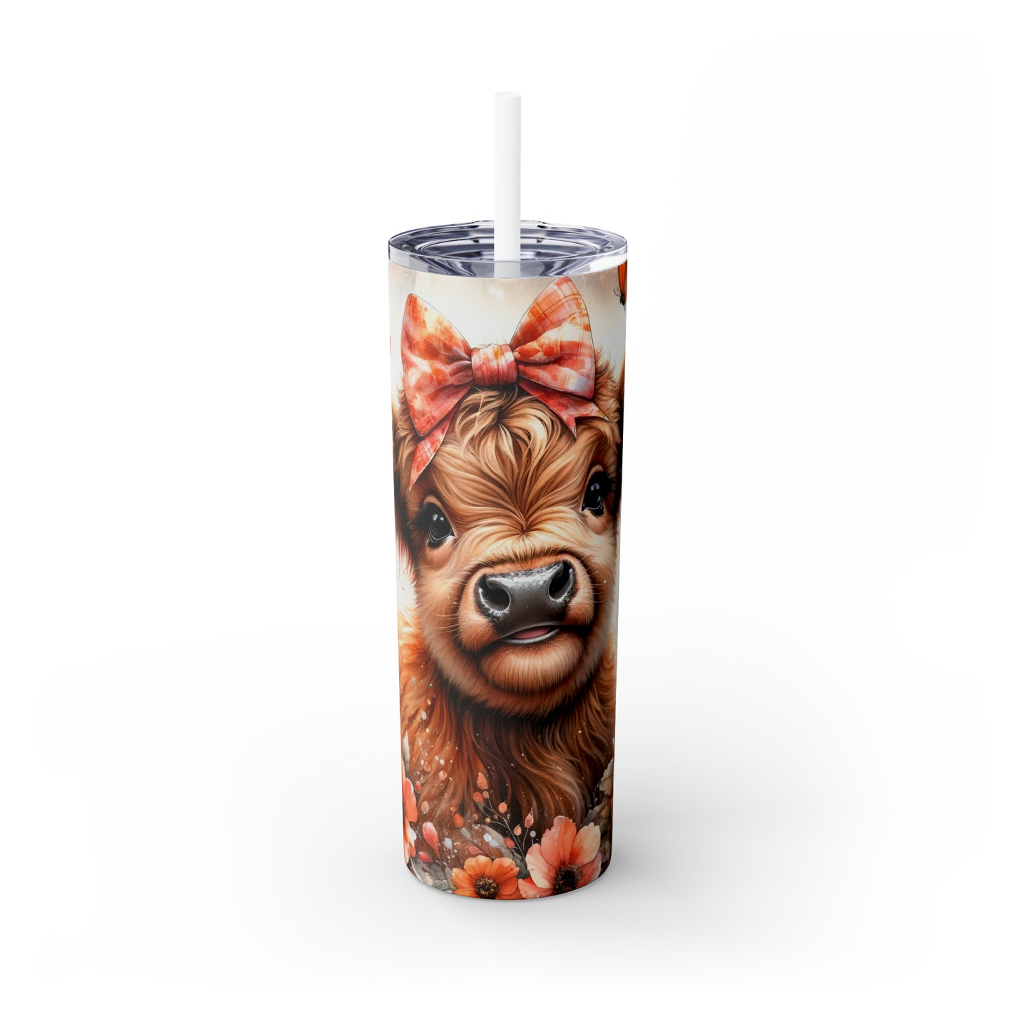 Skinny Tumbler with Straw, 20oz, Baby Highland Cow