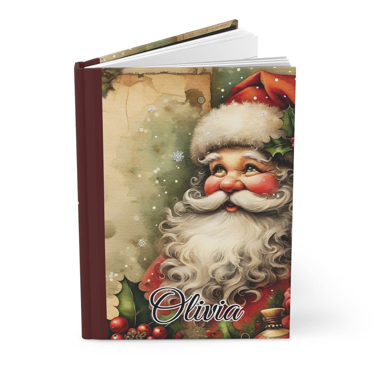 Personalised Hardcover Journal Matte, Christmas, Santa, awd-1478