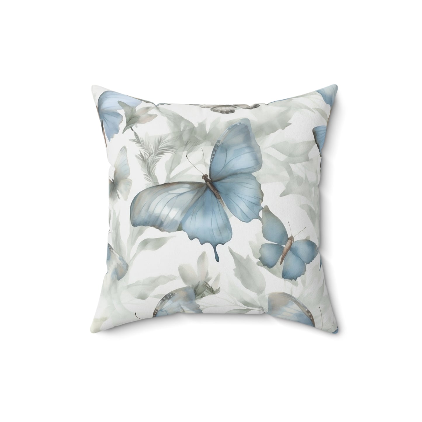 Spun Polyester Square Pillow, Butterfly Floral Cushion