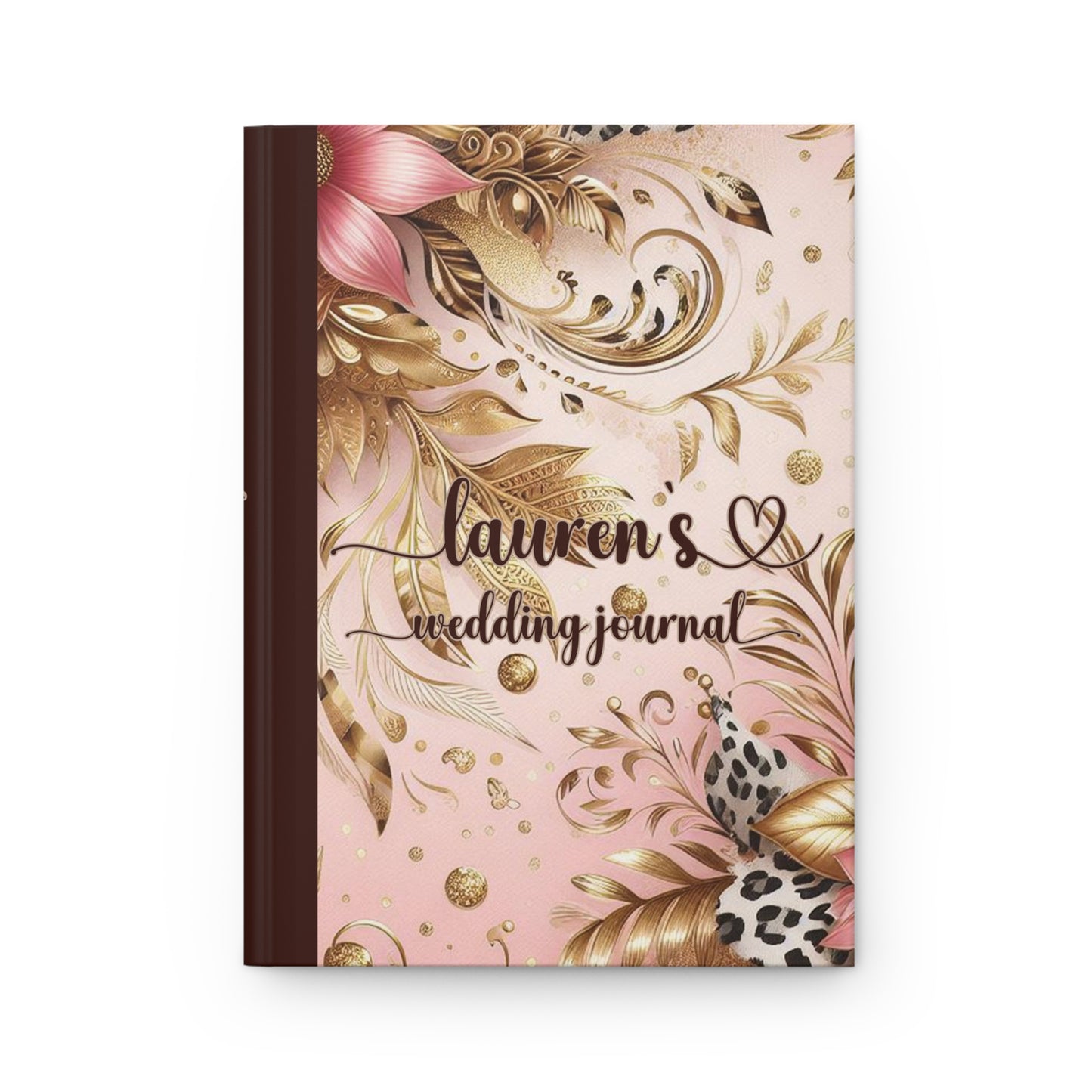 Personalised Hardcover Wedding Journal Matte, Country and Western, Pink Floral, awd-3081