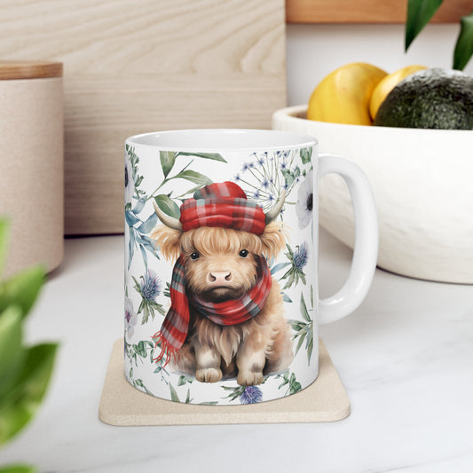 Personalised/Non Personalised Highland Cow, Ceramic Mug 11oz, Highland Cow Mug